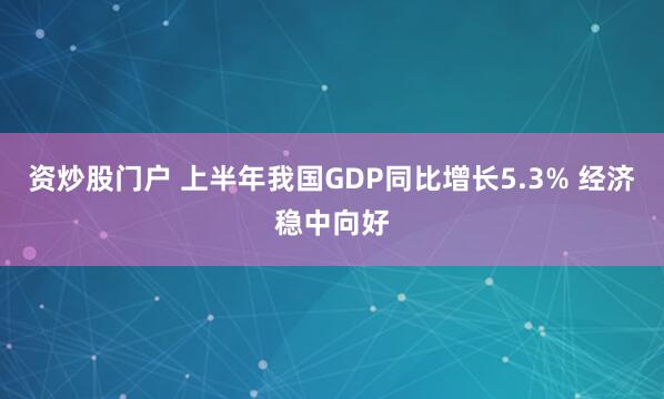 资炒股门户 上半年我国GDP同比增长5.3% 经济稳中向好