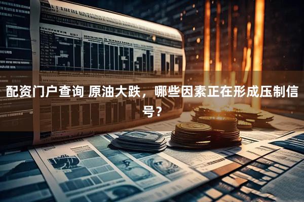 配资门户查询 原油大跌，哪些因素正在形成压制信号？